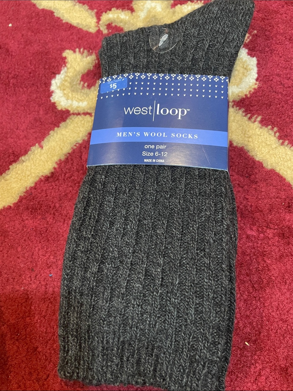 west loop Dark Gray Ribbed Wool Dress Socks